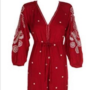Free People Red and White Jumpsuit